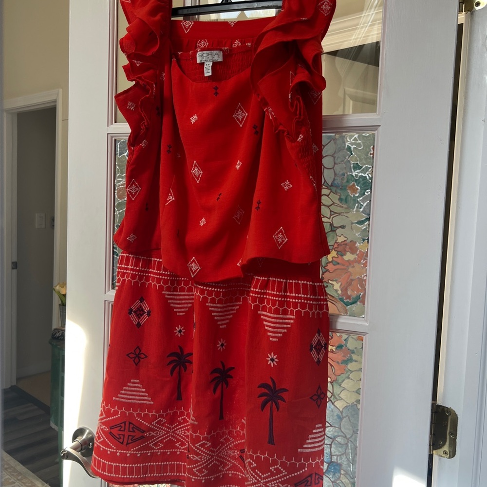 Sofia By Sofia Vergara Red Patterned Skirt Set - image 7